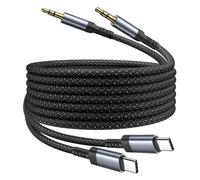 Câble USB C vers 3,5mm Jack 1m Lot de 2, Cable Jack USB C vers 3,5mm Mâle Stéréo Câble Auxiliaire Voiture iPhone Câble Type C Stéréo Adaptateur pour iPhone 16/15, Galaxy S24 S23 S22 S21, iPad, Huawei