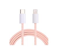 Câble USB-C vers 8 Broches 1 m Jaune Charge Rapide 20 W Tressé Rose YONIS