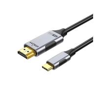 Câble USB C vers HDMI 4K 60Hz 2m, Cable Type C HDMI Compatible Thunderbolt 3/4/Pro/Air/iPad Pro/iMac/Dell XPS/Surface/Galaxy S23/S22/Moniteur TV Projecteur