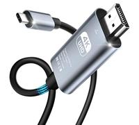 Câble USB C vers HDMI 4K 60Hz, Adaptateur Vidéo UHD Type C pour Apple iPhone 15/16 Pro Max, iPad Pro/Air, MacBook Pro/Air, Surface, Samsung Galaxy, 2 m