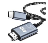 Câble USB C vers HDMI 4K60Hz T9 2 m tressé, adaptateur HDMI vers USB C, câble HDMI compatible avec iPhone 17/16/15 Pro Max, MacBook Pro/Air, iPad, Samsung S25/S24, Dell, Surface (USB C auf HDMI Kabel)