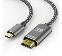 Câble USB C vers HDMI 8K 6,1 m, 8K @ 60 Hz 4K @ 240 Hz, HDMI 2.1 48 Gbit/s, HDR10 et HDCP 2.3 USB 4 de type C vers HDMI pour Thunderbolt 5/4/3, MacBook Pro Air, iPad, Mac mini, iPhone 17 Pro Max