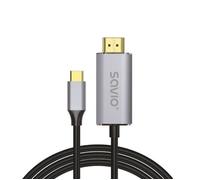 Savio USB-C to HDMI 2.0B cable 2m silver / black gold tips CL-171 câble HDMI USB C HDMI Type A (Standard) Noir