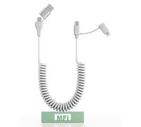 Cable USB C Vers Light ning - PD60W iPhone 15 Spirale Charge Rapide Cable, USB A/USB C vers USB C Light ning 4 en 1 App-le Carplay et synchronisation de données Câble pour Android Ordinateur Portable