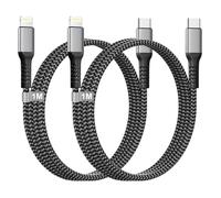 Câble USB C vers Lightning 1M 2Pack[Certifié MFi], Câble iPhone USBC Câble Chargeur iPhone Charge Rapide Nylon Ca-ble Lightning USBC Cordon i-Phone Fil Chargeur pour i-Phone 14 Pro Max 13 12 11 XR SE