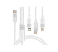 Câble USB-C vers Lightning + 2 USB-C 60W Charge Rapide Longueur 1.2m Blanc