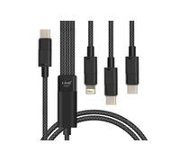 Câble USB-C vers Lightning + 2 USB-C 60W Charge Rapide Longueur 1.2m Noir