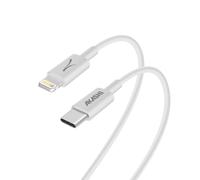 Akashi Câble USB-C vers Lightning ALTECOLITWH 20W charge et synchronisation Écoconception Blanc