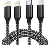 Cable Usb C Vers Lightning 2M+2M -Lot De 2, Rapide 27W Cable Lightning Usb C Certifiés Mfi,3A Tress És En Nylon Cable Usb C Iphone Compatible Avec Iphone 13/12/11/Pro Max/Xs/Xr/X/8/7/7Plus/6S/6