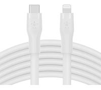 Câble Usb-C Vers Lightning Boostcharge Flex En Silicone (3 M), Certifié Mfi (20 W), Recharge Power Delivery Pour Iphone 14/14 Plus, 13, 12, Pro, Max, Mini, Se, Ipad, Etc. (Blanc)