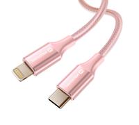 Câble USB-C vers Lightning Design Tressé Anti-noeud Swissten Rose