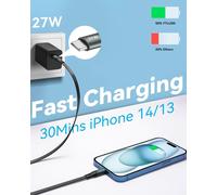 Cable Usb C Vers Lightning Pd 27W [2Pack,1.2M] Rétractable Cable Iphone Charge Rapide De Synchronisation De Données Câble [Certifié Mfi] Pour Iphone 14/13/12/11/11 Pro/Xs/Xr/X/8,1.2M