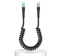 Cable USB C vers Lightning Spirale, Compatible Apple Carplay et certifié MFi, Câble Lightning USB C de voiture avec transmission de données et LED, Chargeur USB rétractable iPhone pour iPhone/Pad/Pod