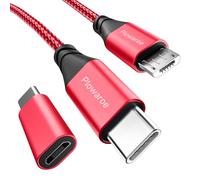 Câble USB C vers micro USB - 2 m - Adaptateur USB C vers Micro USB - Câble de charge Android - Compatible avec Samsung Galaxy S20/S9/S9+/S10, Huawei, HTC, LG (rouge)