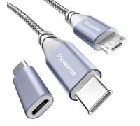 Câble USB C vers micro USB 3 m - Adaptateur USB C vers petit USB - Câble de charge Android - Compatible avec Samsung Galaxy S20/S9/S9+/S10, Huawei, HTC, LG (gris)