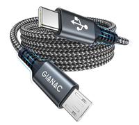 Câble USB C vers Micro USB [3M] USB C vers Micro Câble de Charge Câble Tressé Nylon Type C vers micro câble Compatible avec MacBook Pro,Galaxy S7/S5/J3/J5/J7, Kindle,Xiaomi,Huawei,LG,Nokia