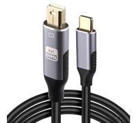 Câble USB-C vers Mini DisplayPort 1,8 m 4K 60 Hz, Vidéo Type-C vers Mini DP | DP Alt Mode, HDR, Adaptateur pour MacBook Pro Air, iPad Pro, Surface, Dell XPS, Moniteur, Projecteur