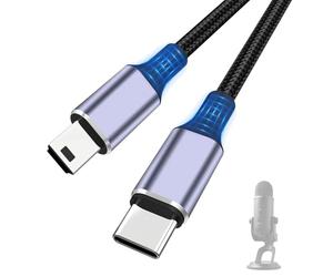 Câble USB C vers Mini USB de type C vers Mini 5 broches Compatible avec Blue Yeti Black Out, MIC Recording Mic, Pro USB Mic, Blue Snowball iCE Microphone USB pour iPhone 15/16/17, smartphones, PC (1 m