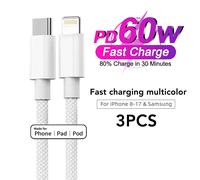 Câble USB-C vers Type C en nylon tressé, charge rapide 60W, PD, pour iPhone 13 14 Pro Max 11 12 XR XS Max Plus Samsung, synchronisation des données TC to Type-C 1pc
