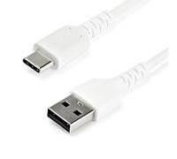 StarTech.com Câble de Chargement 1m USB A vers USB C - Cordon USB 2.0 vers USB-C à Charge/Synchronisation Rapides - Gaine TPE en Fibre Aramide M/M 3A Blanc - Samsung S10/iPad Pro/Pixel (RUSB2AC1MW) - Câble USB de type-C - USB pour 24 pin USB-C - 1 m