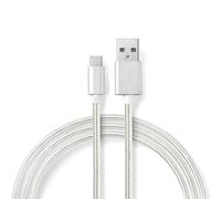 Câble USB C vers USB A gaine nylon tressé 1m Blanc