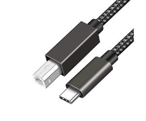 Câble USB C vers USB B, type B 2.0 vers type C, câble de données midi en nylon tressé mâle vers mâle, compatible avec MacBook Pro, iMac, XPS, Acer, ASUS, HP/Epson/Canon, Yamaha - 2 m
