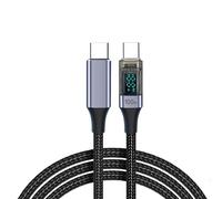 Câble USB C vers USB C 100 W Câble de charge rapide 480 Mbps Cordon de données avec affichage numérique de l'alimentation pour ordinateurs portables, téléphones, tablettes