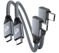 Câble USB C vers USB C 100W 0.2M [Lot de 2], Coudé 90 Degrés USB 3.2 Gen2x2 20 Gbps Nylon Tressé,Câble USB Type C Charge Rapide PD 4K@60Hz,pour iPhone 17 16,MacBook Air,iPad Pro/Mini,Galaxy S26 S25