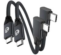 Câble USB C vers USB C 100W 0.2M [Lot de 2], Coudé 90 Degrés USB 3.2 Gen2x2 20 Gbps Nylon Tressé,Câble USB Type C Charge Rapide PD 4K@60Hz,pour iPhone 17 16, MacBook Air,iPad Pro/Mini,Galaxy S26 S25