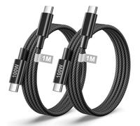 Câble USB C vers USB C 100W, 1M Lot de 2 PD 20V 5A Câble Type C Charge Rapide et Sync Nylon Tressé pour iPhone 17 Pro Max Air 16 15 14 Samsung Galaxy S26 S25 Ultra S24 iPad MacBook Pro Air Pixel