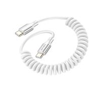 Câble USB-C vers USB-C 100W 480 Mb/s Spiralé Rétractable 12 à 50cm 4smarts Blanc