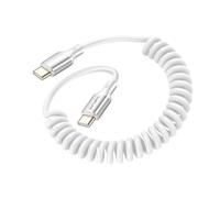Câble USB-C vers USB-C 100W 480 Mb/s Spiralé Rétractable 12 à 50cm 4smarts Blanc