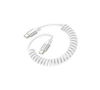 Câble USB-C vers USB-C 100W 480 Mb/s Spiralé Rétractable 12 à 50cm Blanc