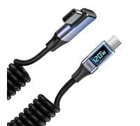 Câble USB-C vers USB-C 100W à Affichage LED - Câble Spirale Extensible 35cm-1.8m, Charge Rapide Compatible Android Auto, iPhone CarPlay, Galaxy, Google Pixel, Métal Anti-Nœuds pour Voiture et Bureau