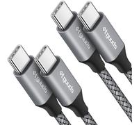 Câble USB C vers USB C [1M Lot de 2], Câble USB C 60W Charge Rapide Nylon Chargeur Type C Cable pour Samsung Galaxy S24 S23 S21 S20 S10 Note 20 A15 A54 A34 & iPhone 15 Pro Max etc-Gris.[F389]