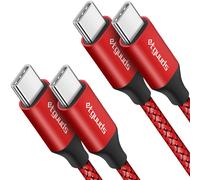Câble USB C vers USB C [1M Lot de 2],Câble USB C 60W Charge Rapide Nylon Chargeur Type C Cable pour Samsung Galaxy S24 S23 S21 S20 S10 Note 20 A15 A54 A34 & iPhone 15 Pro Max etc-Rouge.[W131]