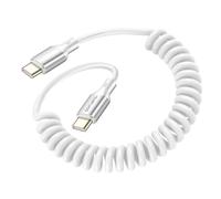 Câble USB-C vers USB-C 240W 480 Mb/s Spiralé Rétractable 12 à 50cm 4smarts Blanc