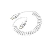 Câble USB-C vers USB-C 240W 480 Mb/s Spiralé Rétractable 12 à 50cm Blanc