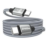 Cable USB C vers USB C, 2m 240W PD 5A Cable USBC Charge Rapide Câble Chargeur USBC Nylon Tressé Cordon pour iPhone 16 15 Samsung S25 Ultra iPad Air MacBook Pro Google Pixel 9 Xiaomi Switch PS5 Tablet