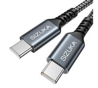 Câble USB C vers USB C 2M 60W PD Cable Charge Rapide Nylon Tressé Câble USB Type C Compatible avec Galaxy S21 S20 S10 S9,Note 10 9,Huawei P30 P20 P10 Mate30,Google Pixel-Gris
