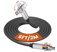 Câble USB C vers USB C 60 W, double câble USB C rotatif à 180 ° 60 W PD charge rapide avec synchronisation des données, câble C vers C en nylon tressé pour iPhone 17/16/15, MacBook Air, iPad Pro