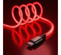 Câble USB C vers USB C, 60 W LED de type C, câble de charge rapide pour iPhone 15/15Pro/15Plus/15ProMax, MacBook Pro 2020, iPad Pro 2020, iPad Air4, Samsung S23+/S23 Ultra (rouge, 0,9 m)