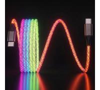 Câble USB C vers USB C, 60 W RVB coloré progressif à DEL de type C, câble de charge rapide pour iPhone 15/15Pro/15Plus/15ProMax, MacBook Pro 2020, iPad Pro 2020, iPad Air4