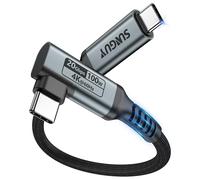 Câble Usb C Vers Usb C 90 Degrés, 0.5M*2 20Gbps Cable Usb C Charge Rapide 100W, Transmission Vidéo 4K@60Hz Câble Usb Type C Pour Iphone 16/15 Series, Galaxy S24, Ipad Pro 2022, Mac[YIN4184743]