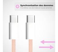 Cable Usb C Vers Usb C Pd,Charge Rapide 60W,Nylon Tressé Rose,Cordon Usb Type C,Cable Pour Iphone 16 Pro Max 15 Galaxy S24 Ultra S23 A55 A35 Ipad Pro Air Macbook Steam Deck (1M),600413