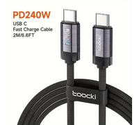 Câble USB-C vers USB-C rapide en nylon Toocki 240 W, gris, 2 m