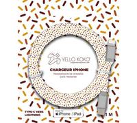 Câble USB-C YELLO KOKO vers Lightning 1m Kami motif PEP