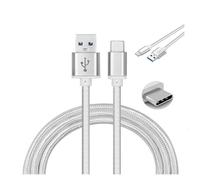 Câble USB-C - Yuan Yuan - OnePlus 8/8 Pro/8T/Nord N10 5G - Nylon Argent - 1 Mètre - Robuste