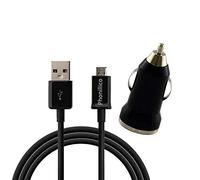Cable USB + Chargeur Voiture Noir compatible avec Samsung Galaxy A10/A72018/A6 2018/A6PLUS 2018/A72015/A52015/A52016/A32015/A32016- Cable Mesure 1 Metre Chargeur Voiture Auto Allume Cigare Phonillico®