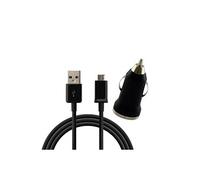 Cable USB-C + Chargeur Voiture Noir Compatible avec Samsung Galaxy A20E/A40/A50/A70/A80/A9 2018/A8 2018/A5 2017/A3 2017 - Cable Type USB-C Mesure 1 Metre Chargeur Voiture Auto Phonillico®